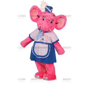 Kostium maskotki BIGGYMONKEY™ Różowy strój kelnerki słonia -