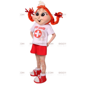 Pippi Longstocking BIGGYMONKEY™ Mascot Costume in Lifeguard