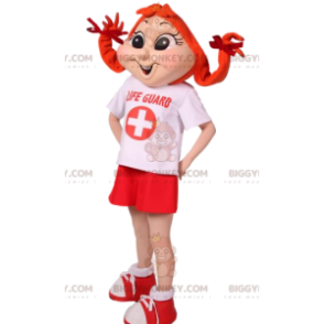 Pippi Longstocking BIGGYMONKEY™ Mascot Costume in Lifeguard