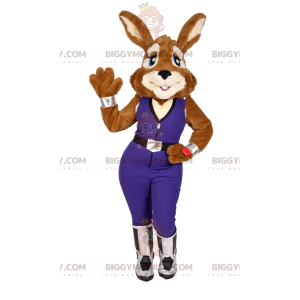 BIGGYMONKEY™ Sexy Bunny Mascot Costume In Purple Jumpsuit -