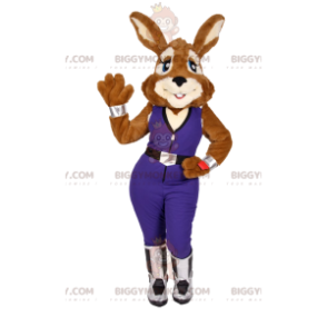 BIGGYMONKEY™ Sexy Bunny Mascot Costume In Purple Jumpsuit –