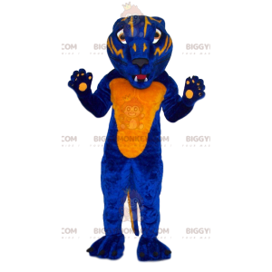 Costume mascotte BIGGYMONKEY™ leopardo blu e giallo feroce -