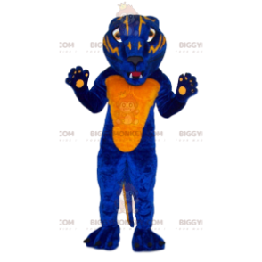 Fierce Blue and Yellow Leopard BIGGYMONKEY™ Mascot Costume –