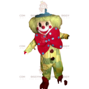 Disfraz de mascota BIGGYMONKEY™ Payaso amarillo con lazo rojo