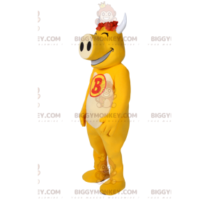 Disfraz de mascota BIGGYMONKEY™ de cerdo amarillo muy divertido