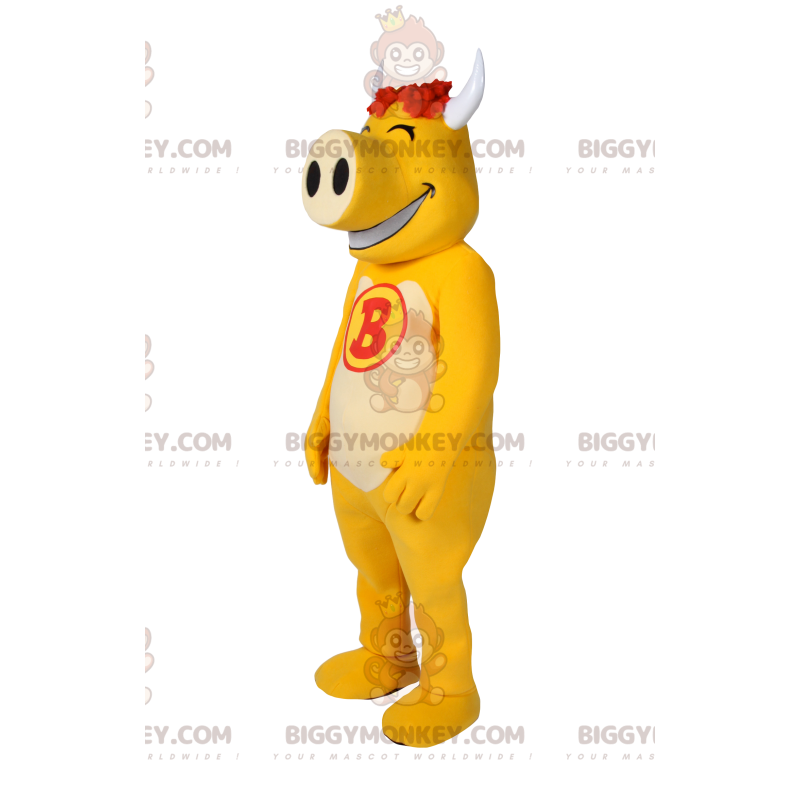 Πολύ αστεία στολή μασκότ BIGGYMONKEY™ Yellow Pig -