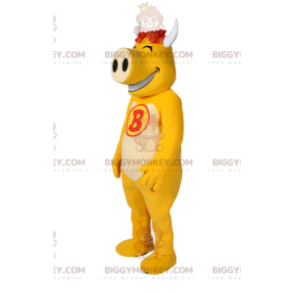 Costume da mascotte BIGGYMONKEY™ di maiale giallo molto