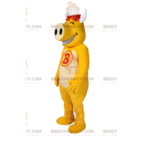 Costume de mascotte BIGGYMONKEY™ de cochon jaune très drôle -