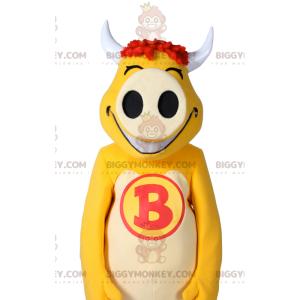 Costume da mascotte BIGGYMONKEY™ di maiale giallo molto