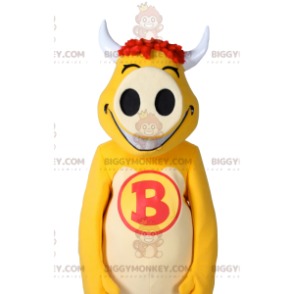 Costume de mascotte BIGGYMONKEY™ de cochon jaune très drôle -