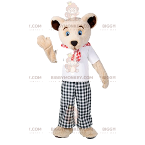 Disfraz de mascota de oso BIGGYMONKEY™ con pantalones a cuadros