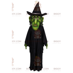 Disfraz de mascota mago verde BIGGYMONKEY™ con capa y sombrero