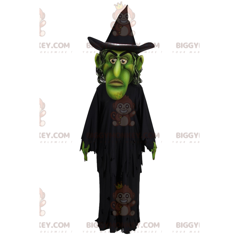 Costume de mascotte BIGGYMONKEY™ de sorcier vert avec sa cape