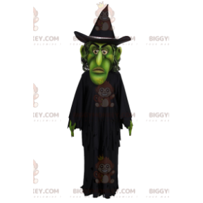 Green wizard BIGGYMONKEY™ mascot costume with cape and black