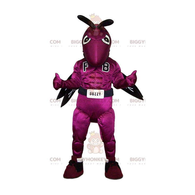 Costume de mascotte BIGGYMONKEY™ de guêpe fushia originale et