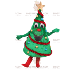 BIGGYMONKEY™ maskottiasu, vihreä puu joulukoristeella -