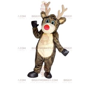 Costume de mascotte BIGGYMONKEY™ de renne marron au grand nez