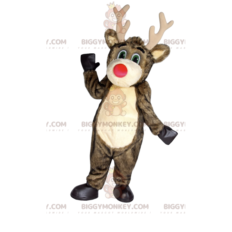 BIGGYMONKEY™ Big Red Nose Brown Reindeer Mascot Costume –