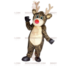 BIGGYMONKEY™ Big Red Nose Brown Reindeer Mascot Costume –