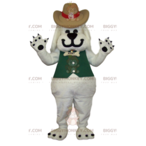 Costume de mascotte BIGGYMONKEY™ de chien blanc et son style