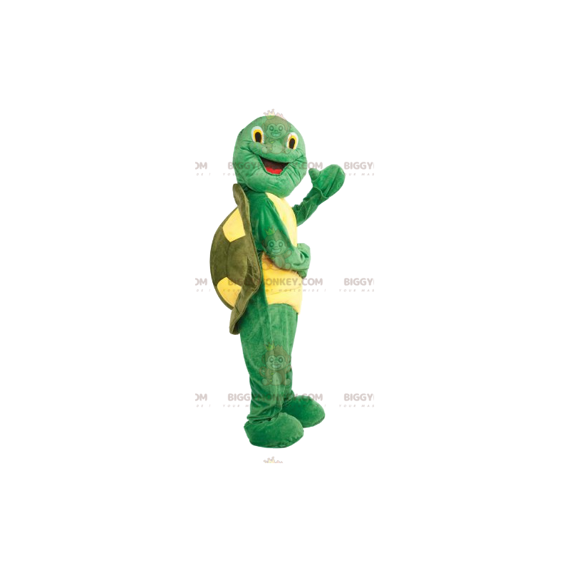 Costume de mascotte BIGGYMONKEY™ de tortue jaune et verte super