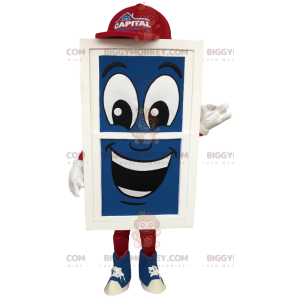 Blaues, weißes und rotes BIGGYMONKEY™-Maskottchen-Kostüm mit