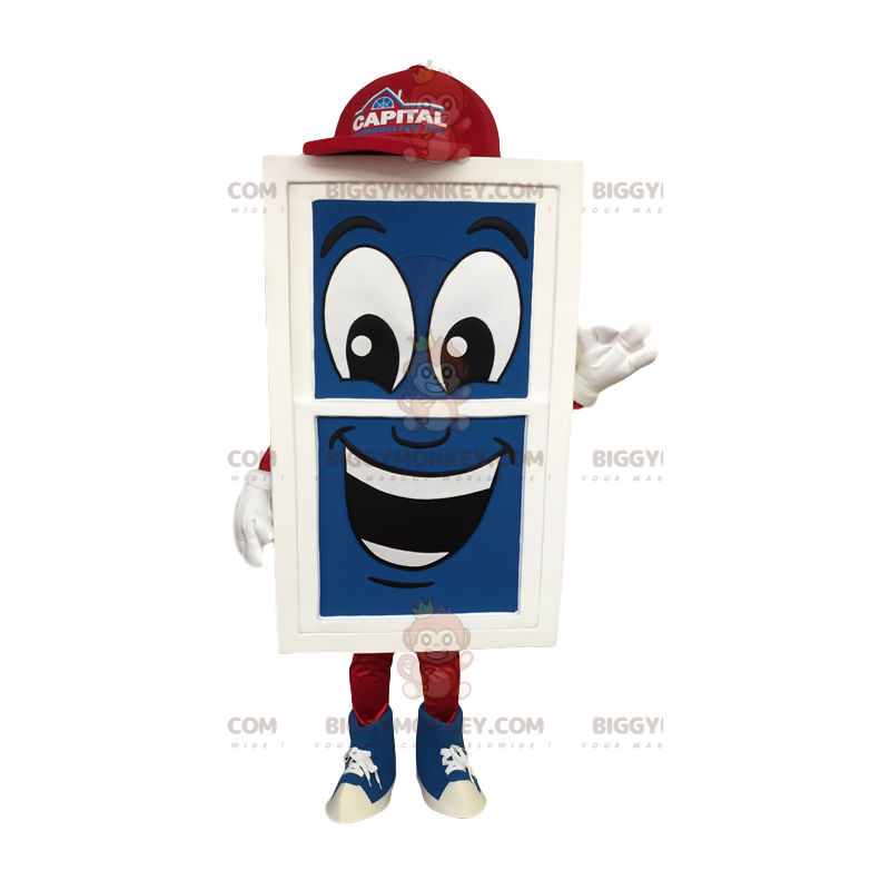 Disfraz de mascota BIGGYMONKEY™ con ventana gigante azul