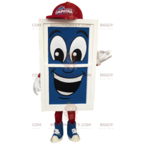 Costume de mascotte BIGGYMONKEY™ de fenêtre géante bleue
