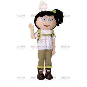 Traje de mascote Little Adventure Girl BIGGYMONKEY™ com mochila