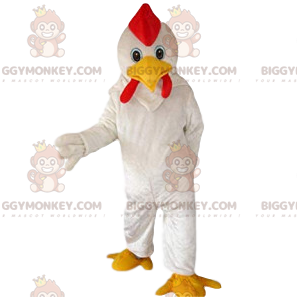 Traje de mascote BIGGYMONKEY™ Super Frango Branco e Crista