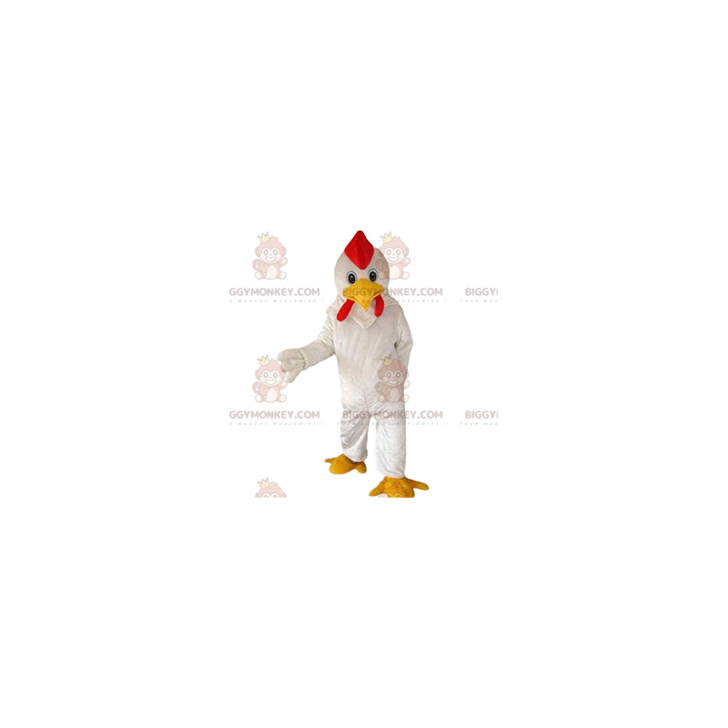 BIGGYMONKEY™ Maskottchen-Kostüm White Super Chicken und Red