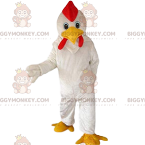 BIGGYMONKEY™ Mascot Costume White Super Chicken and Red Crest -