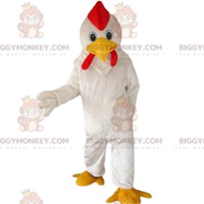 Kostium maskotki BIGGYMONKEY™ Biały Super Kurczak i Czerwony