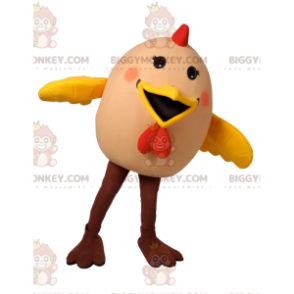 Costume de mascotte BIGGYMONKEY™ d'œuf de poule super joyeux et