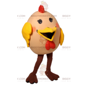 Costume de mascotte BIGGYMONKEY™ d'œuf de poule super joyeux et