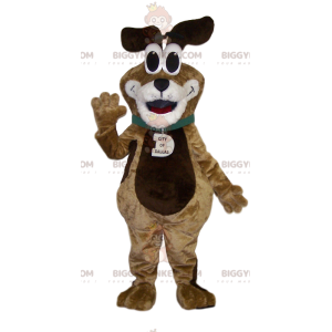 Costume de mascotte BIGGYMONKEY™ de chien marron et blanc très