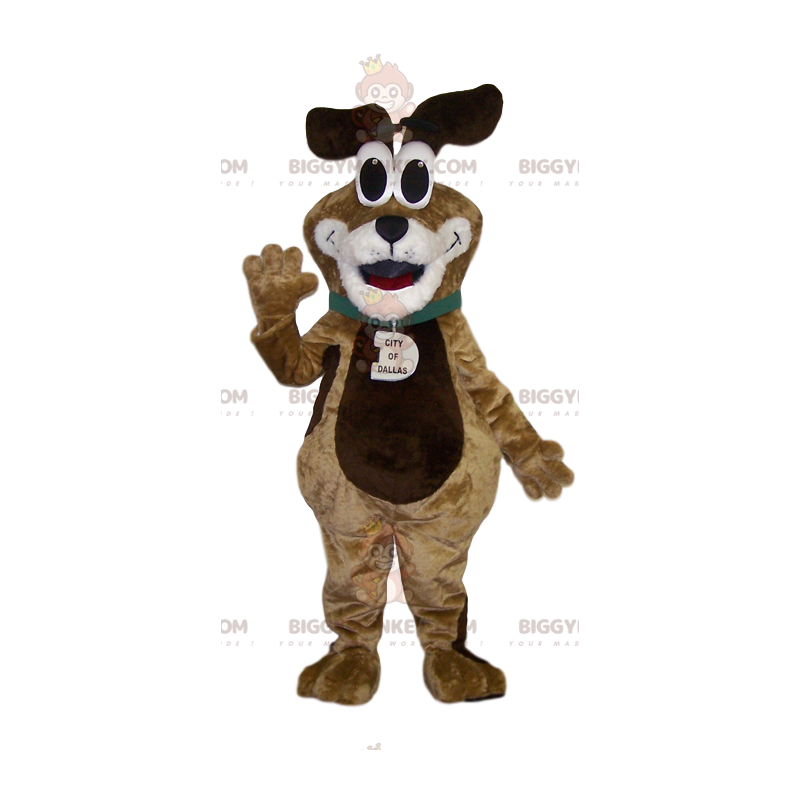 Costume de mascotte BIGGYMONKEY™ de chien marron et blanc très