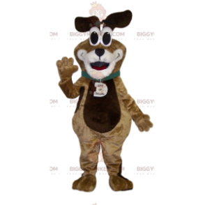 Costume de mascotte BIGGYMONKEY™ de chien marron et blanc très
