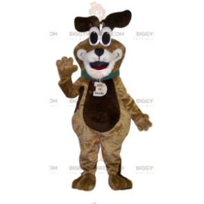 Traje de mascote BIGGYMONKEY™ de cachorro marrom e branco muito