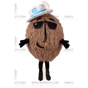 Coconut BIGGYMONKEY™ Maskottchen-Kostüm mit weißem Hut -