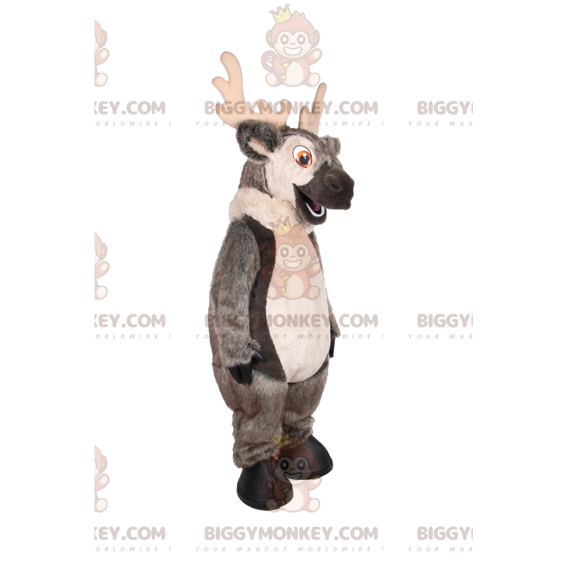 Costume de mascotte BIGGYMONKEY™ de renne gris au grand sourire