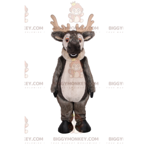 Costume de mascotte BIGGYMONKEY™ de renne gris au grand sourire