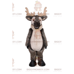 Costume de mascotte BIGGYMONKEY™ de renne gris au grand sourire