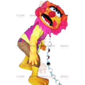 Costume de mascotte BIGGYMONKEY™ de monstre rose et jaune fluo