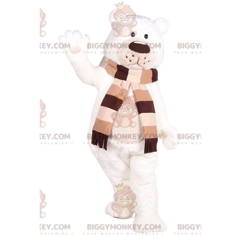 BIGGYMONKEY™ costume mascotte di morbido orso bianco con