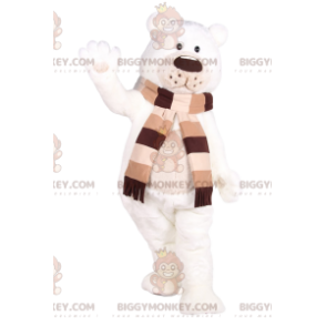 BIGGYMONKEY™ costume mascotte di morbido orso bianco con