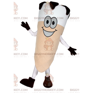 White and Black Ice Cream Cone BIGGYMONKEY™ Mascot Costume -