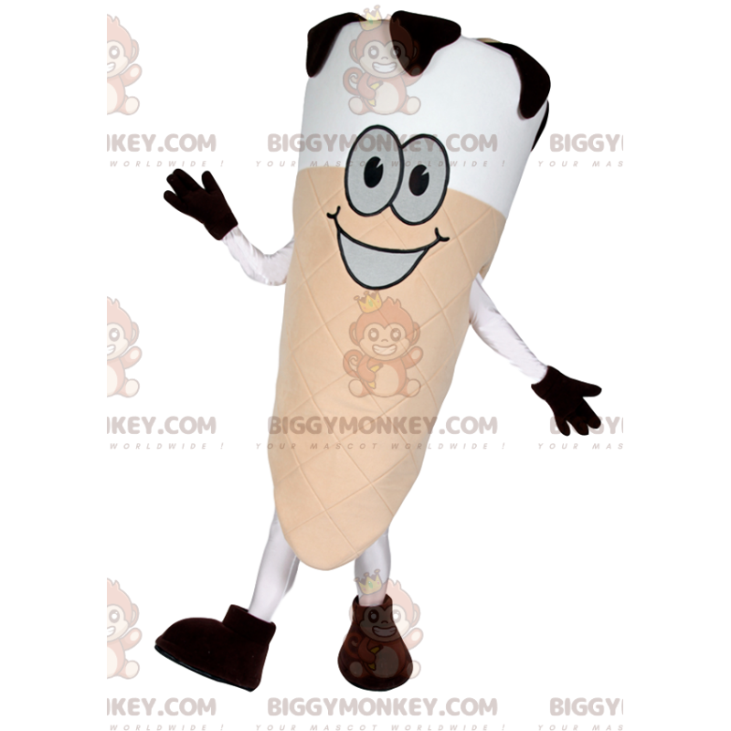 Costume mascotte BIGGYMONKEY™ cono gelato bianco e nero -