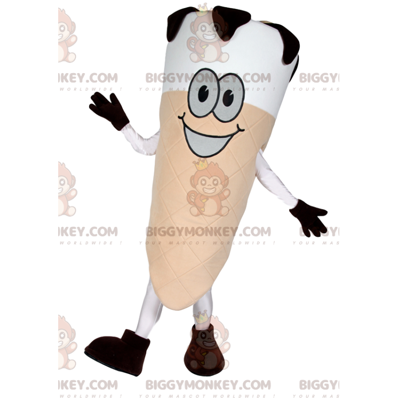 Traje de mascote de casquinha de sorvete BIGGYMONKEY™ branco e