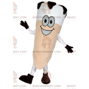 Costume de mascotte BIGGYMONKEY™ de cornet de glace blanche et